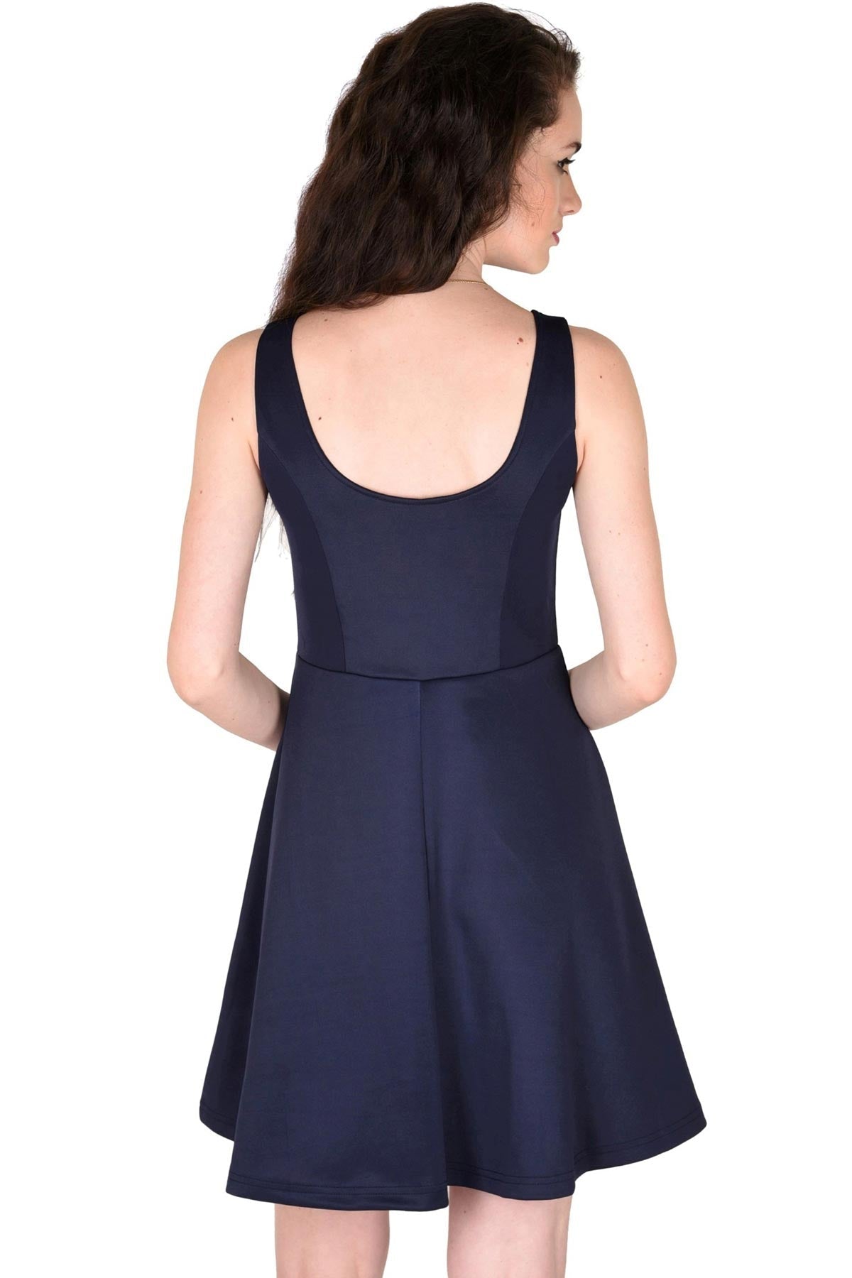 Women's Scuba Navy Skater Dress - SASSAFRAS