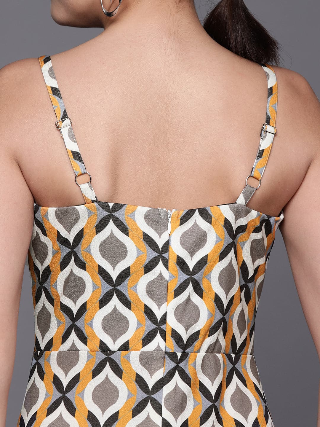 Women's Mustard Geometric Corset Bodycon Dress - Lyush