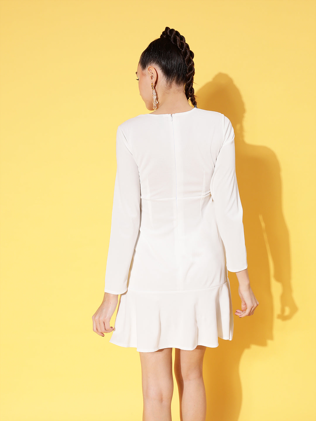 Women's White Cotton Front Cut Out Skater Dress - Lyush
