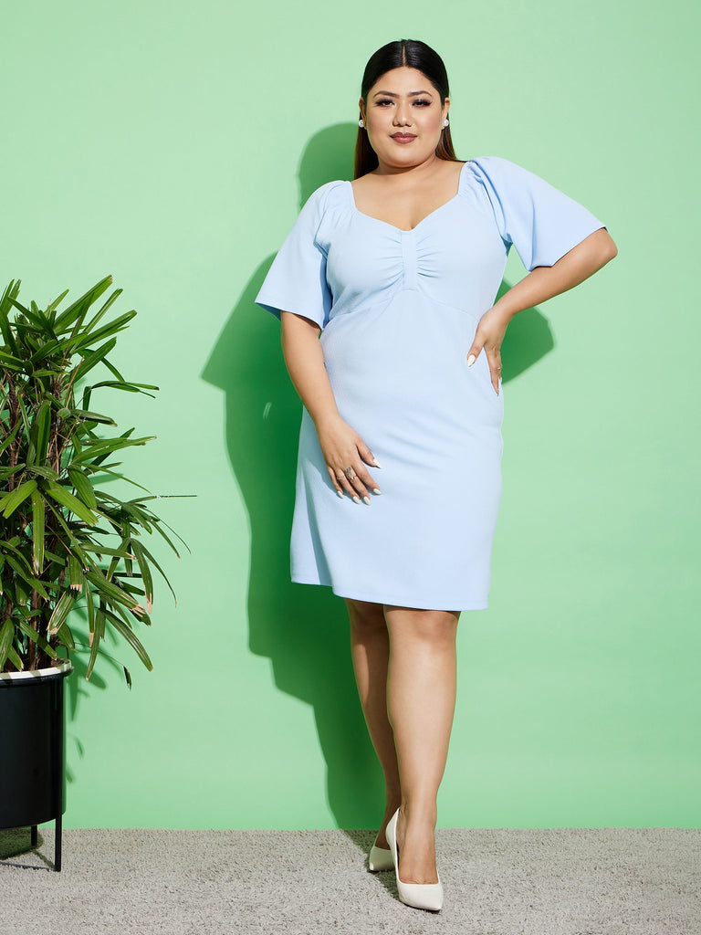 Women's Turquoise Blue Solid A-Line Dress