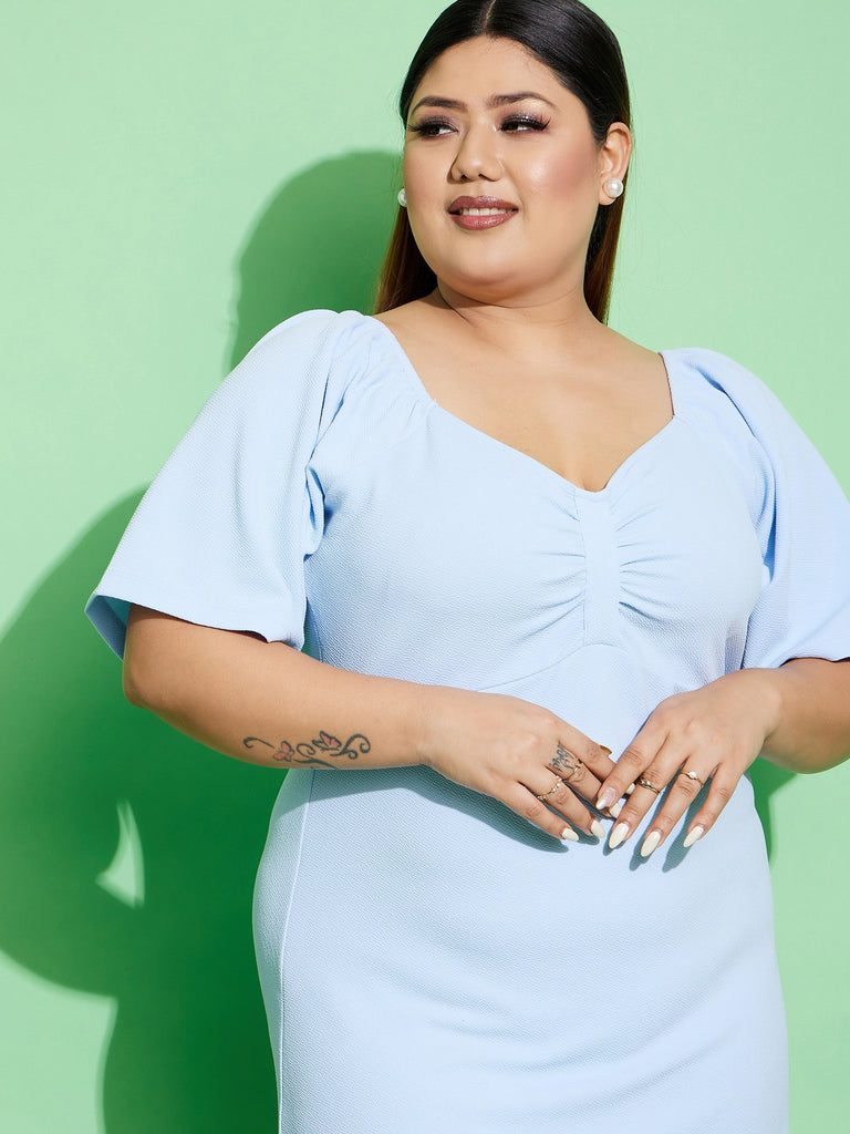 Women's Turquoise Blue Solid A-Line Dress