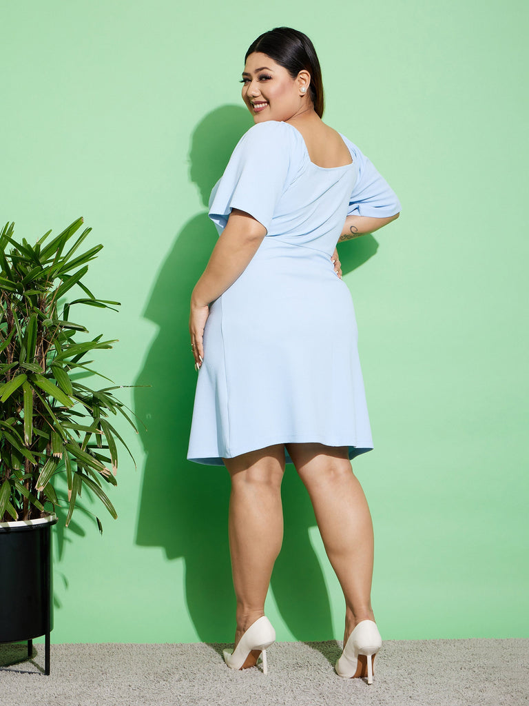 Women's Turquoise Blue Solid A-Line Dress