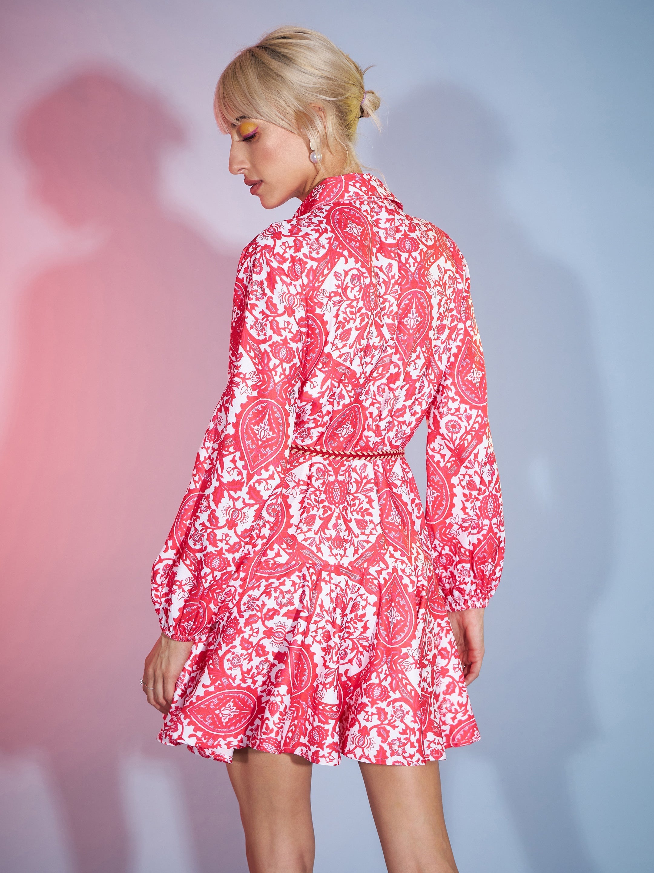 Women's Red Floral Flared Skater Dress Red / M | Trendia Global Women's Red Floral Flared Skater Dress Red / M | Trendia Global