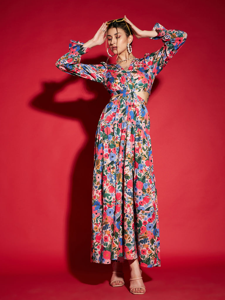 waist cut out maxi dress Mid-bust knot side waist cut-out maxi dress Moonstruck