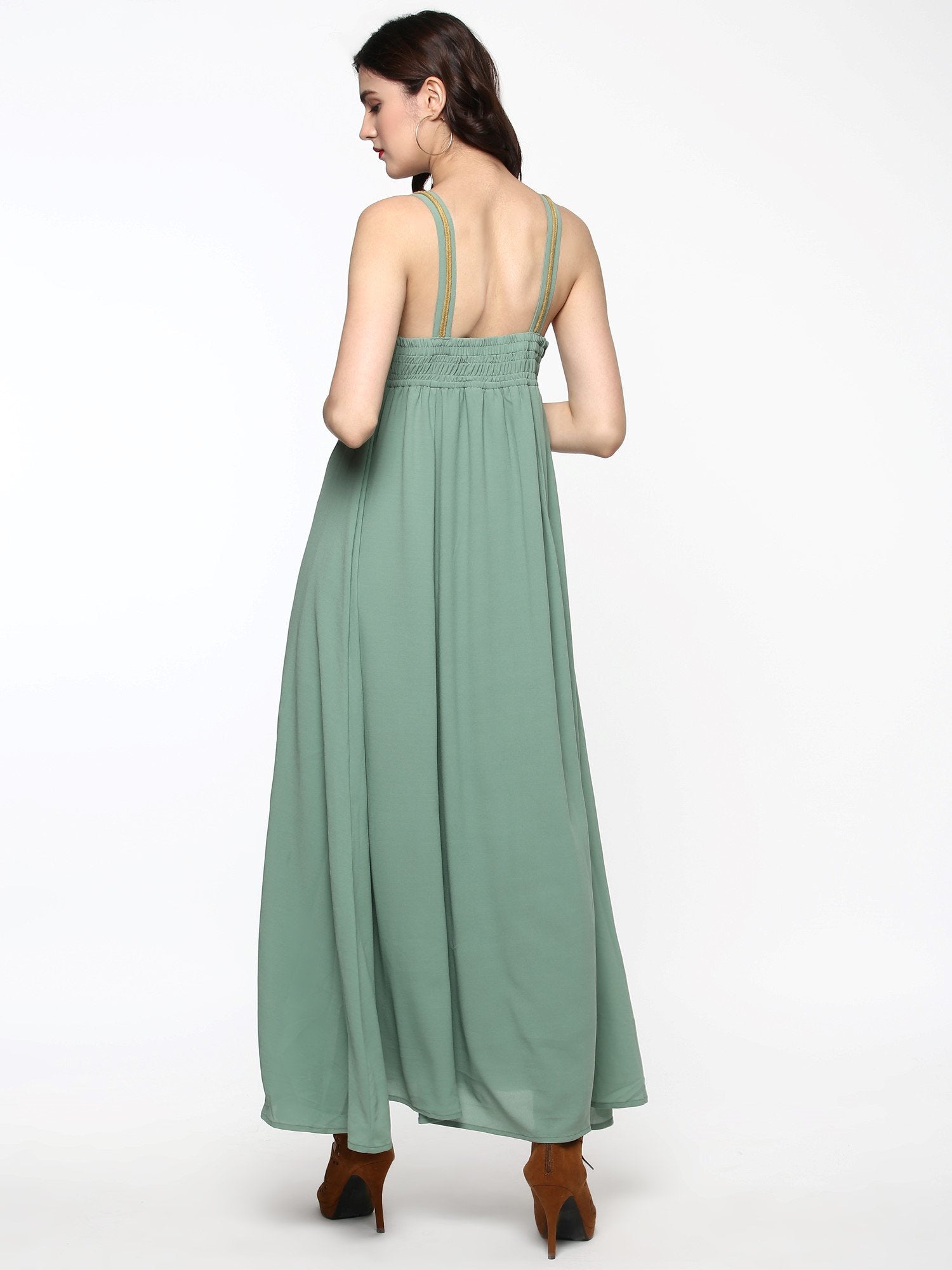 Women's Green Shoulder Strap Maxi - SASSAFRAS