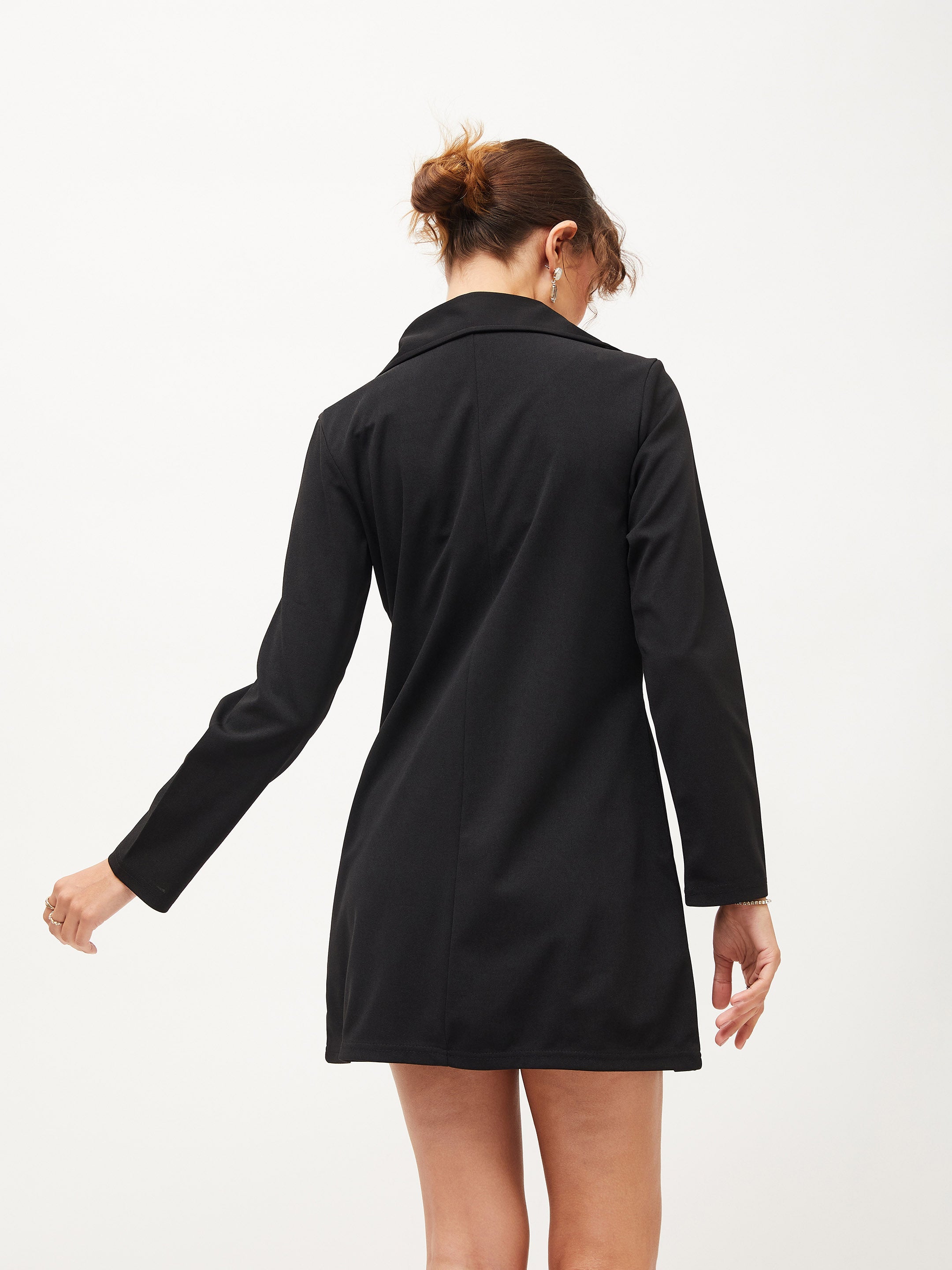 Women's Black Knitted Blazer Dress - Lyush