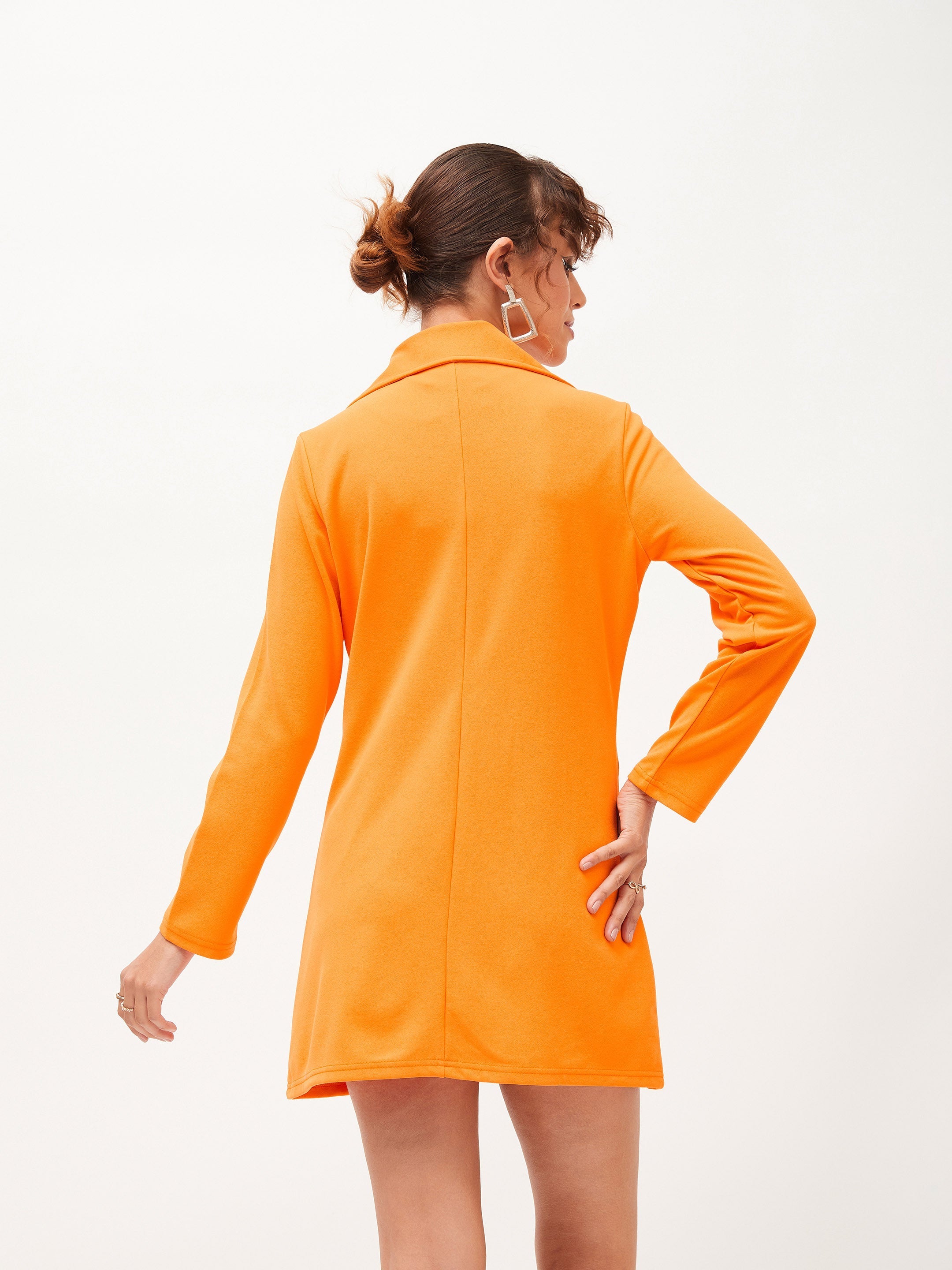 Women's Orange Knitted Blazer Dress - Lyush