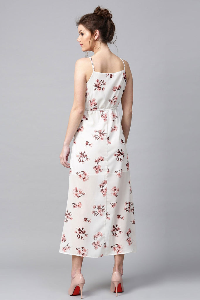Women's Ivory Floral Halter Maxi