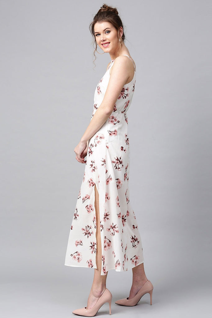 Women's Ivory Floral Halter Maxi