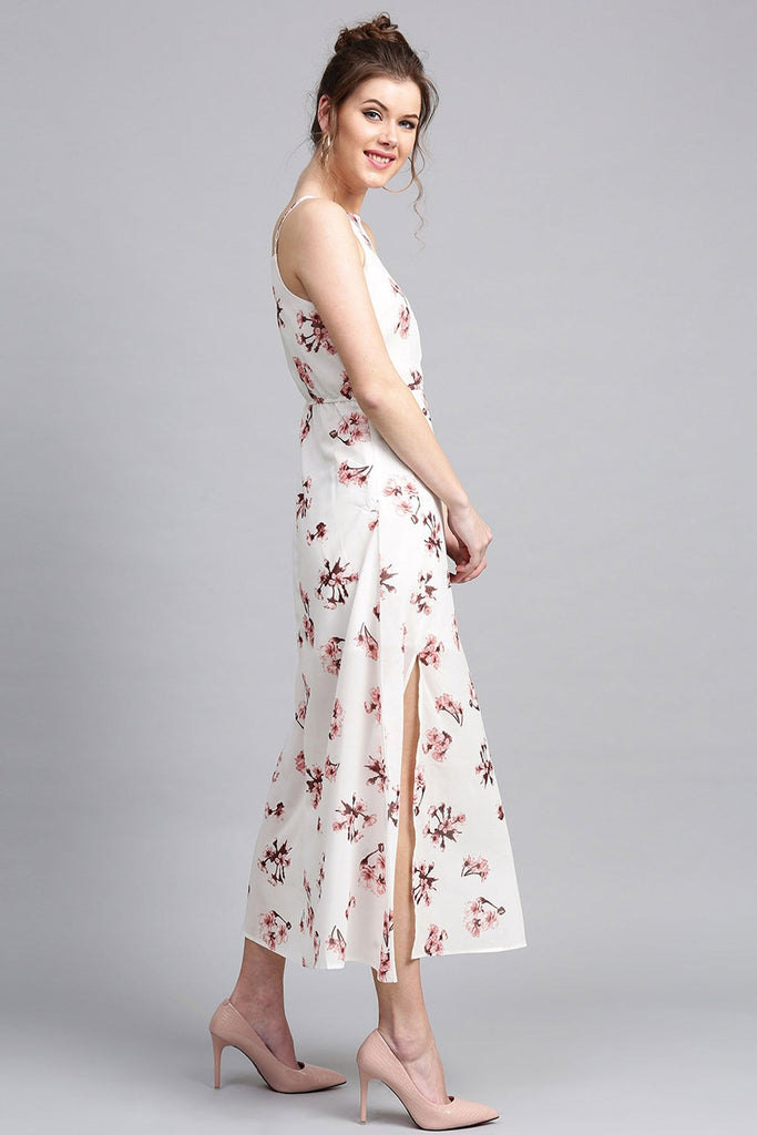 Women's Ivory Floral Halter Maxi