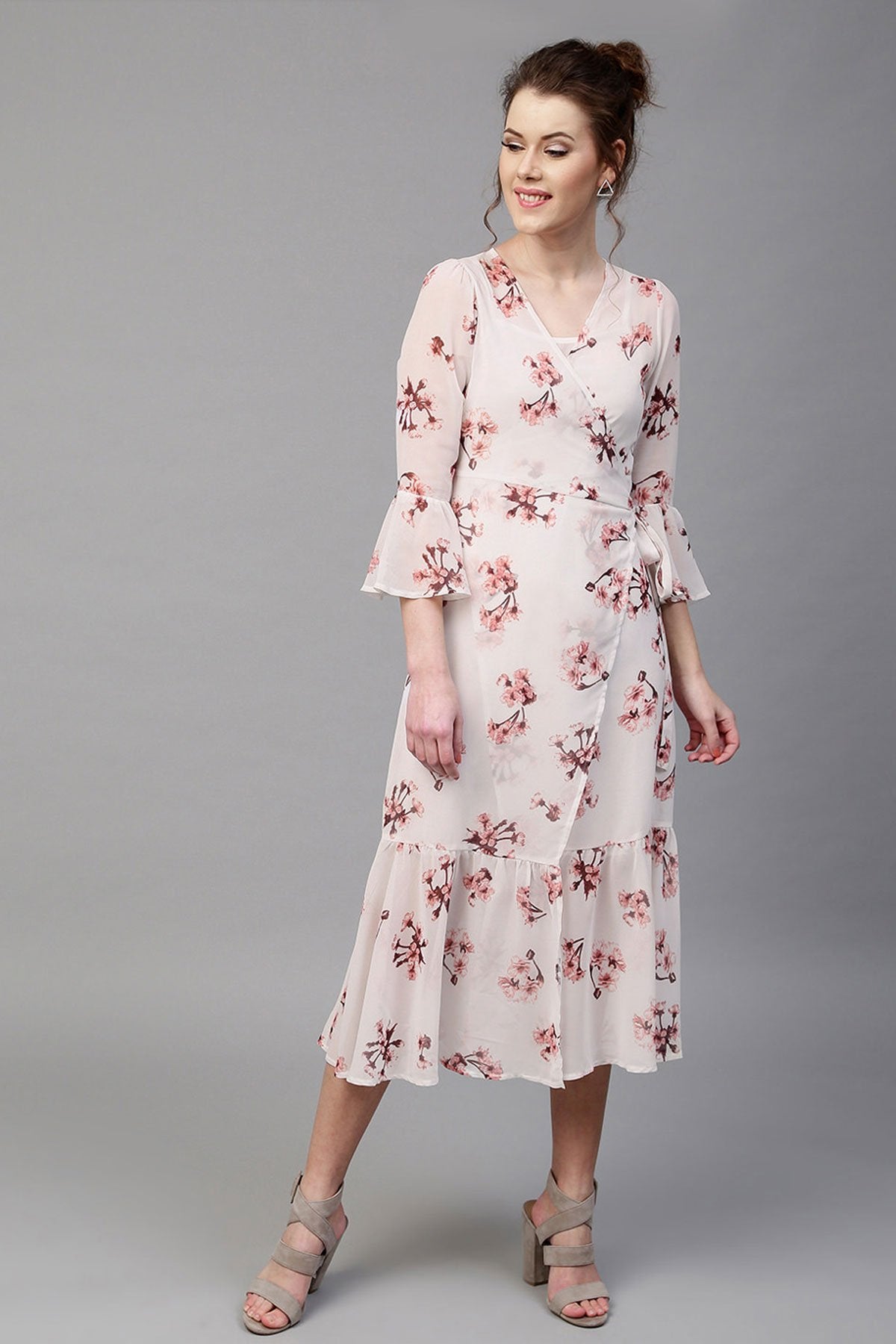 Women's Ivory Floral Wrap Maxi - SASSAFRAS