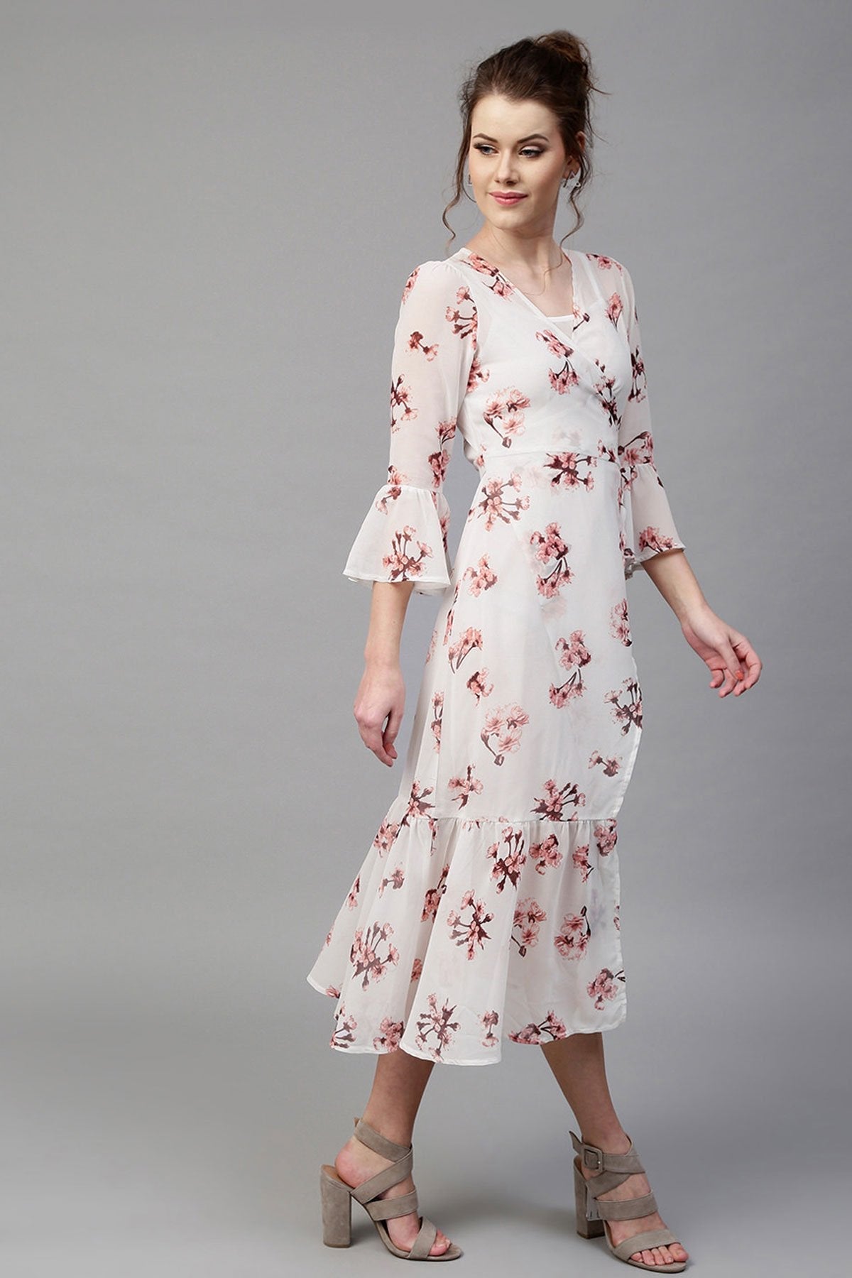 Women's Ivory Floral Wrap Maxi - SASSAFRAS