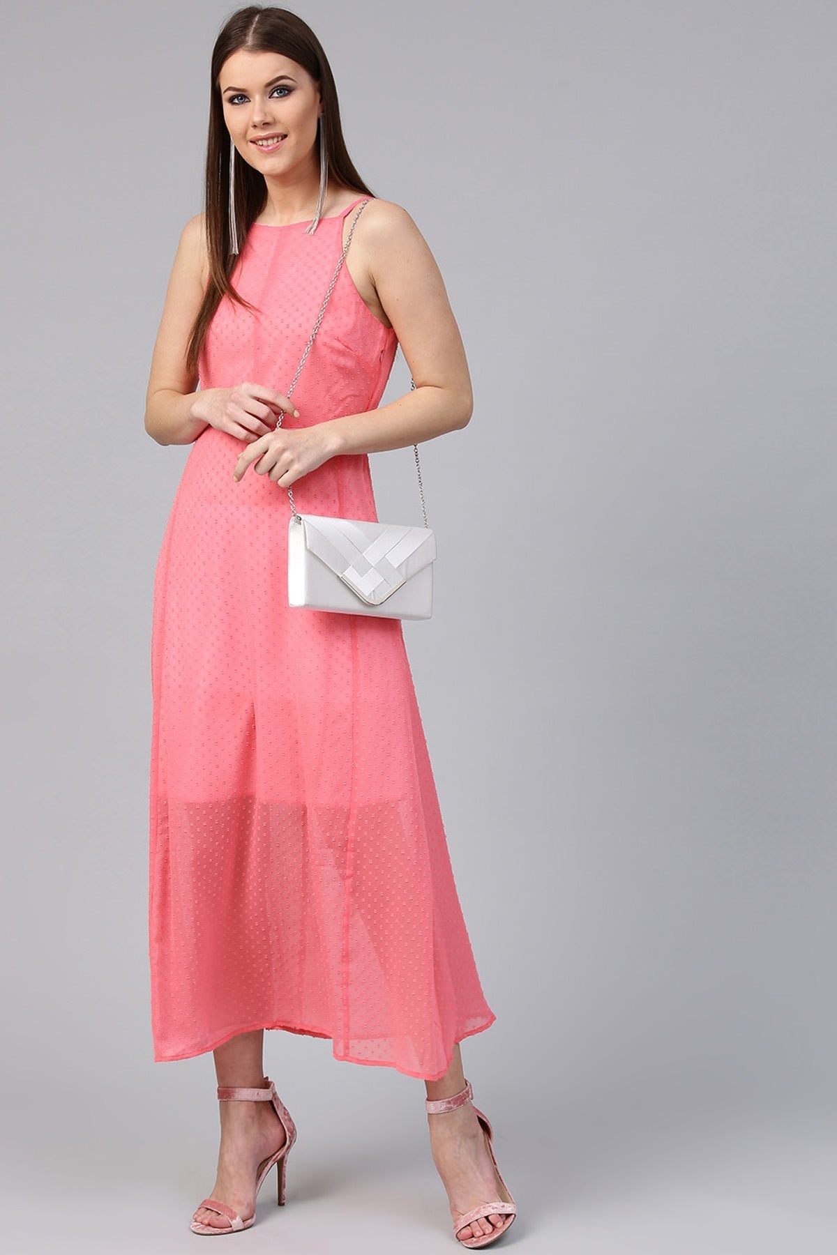 Women's Pink Halter Maxi - SASSAFRAS