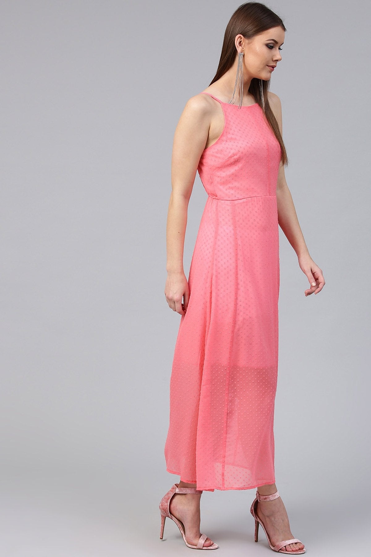 Women's Pink Halter Maxi - SASSAFRAS