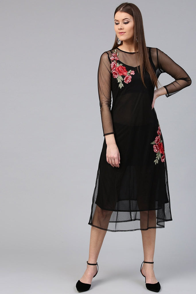 Women's Black Mesh Maxi Dress