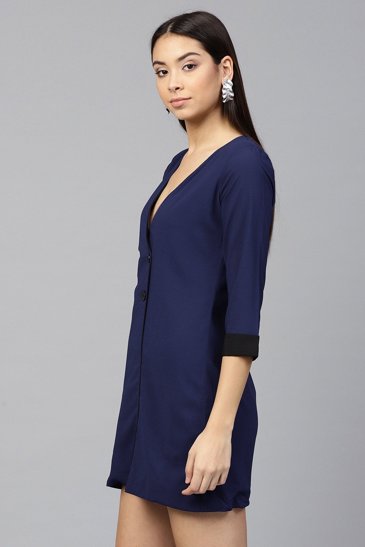 Women's Navy Wrap Dress - SASSAFRAS