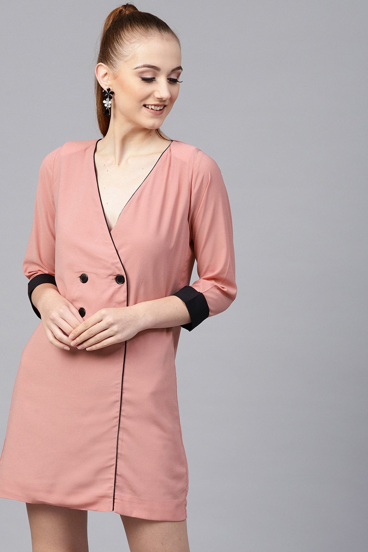 Women's Pink Wrap Dress - SASSAFRAS