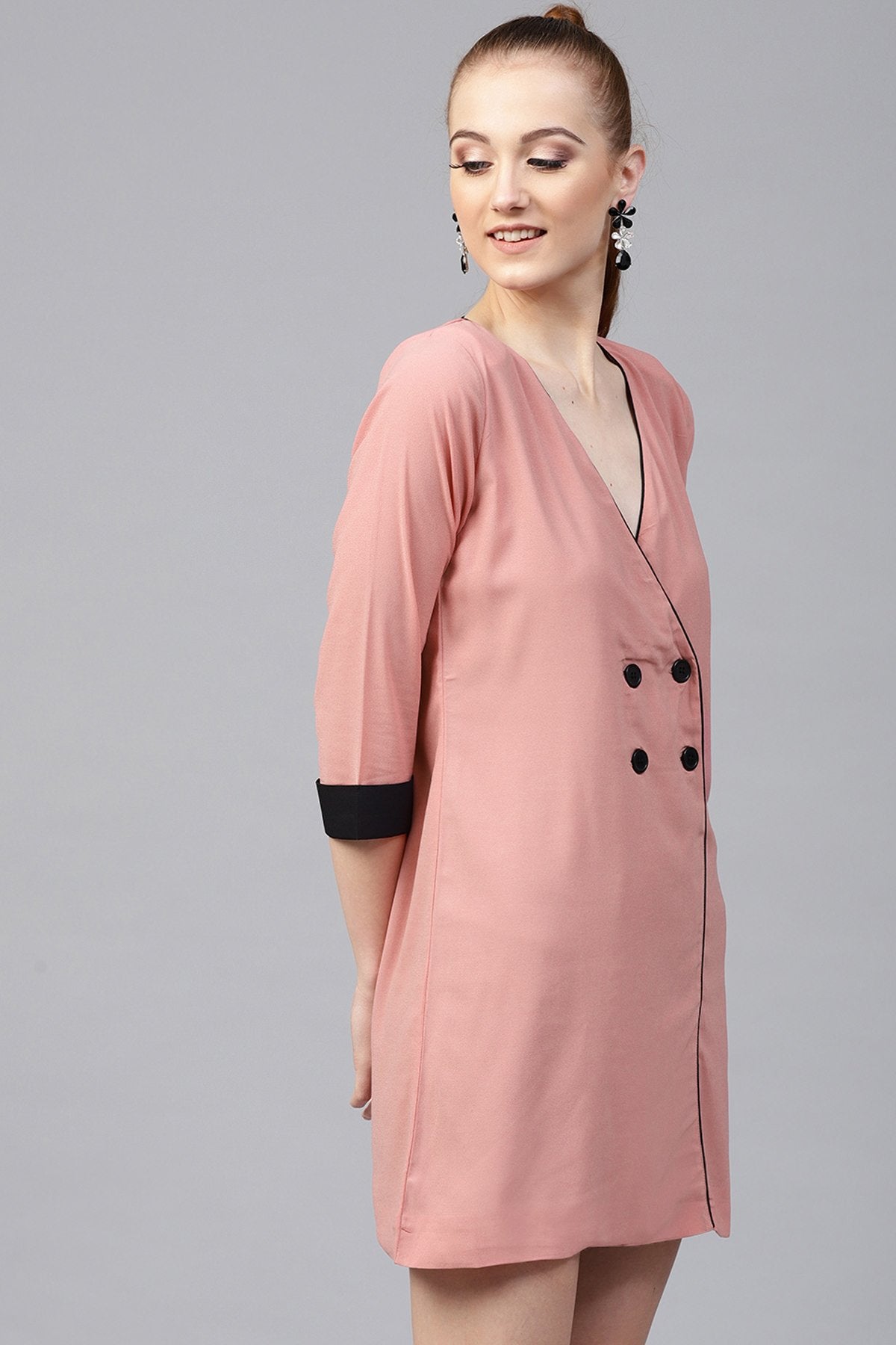 Women's Pink Wrap Dress - SASSAFRAS