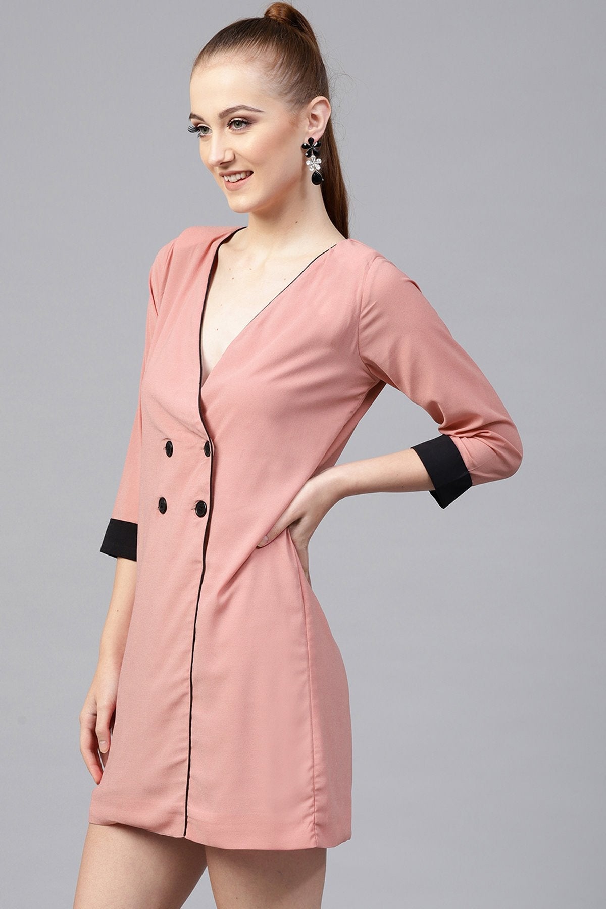 Women's Pink Wrap Dress - SASSAFRAS