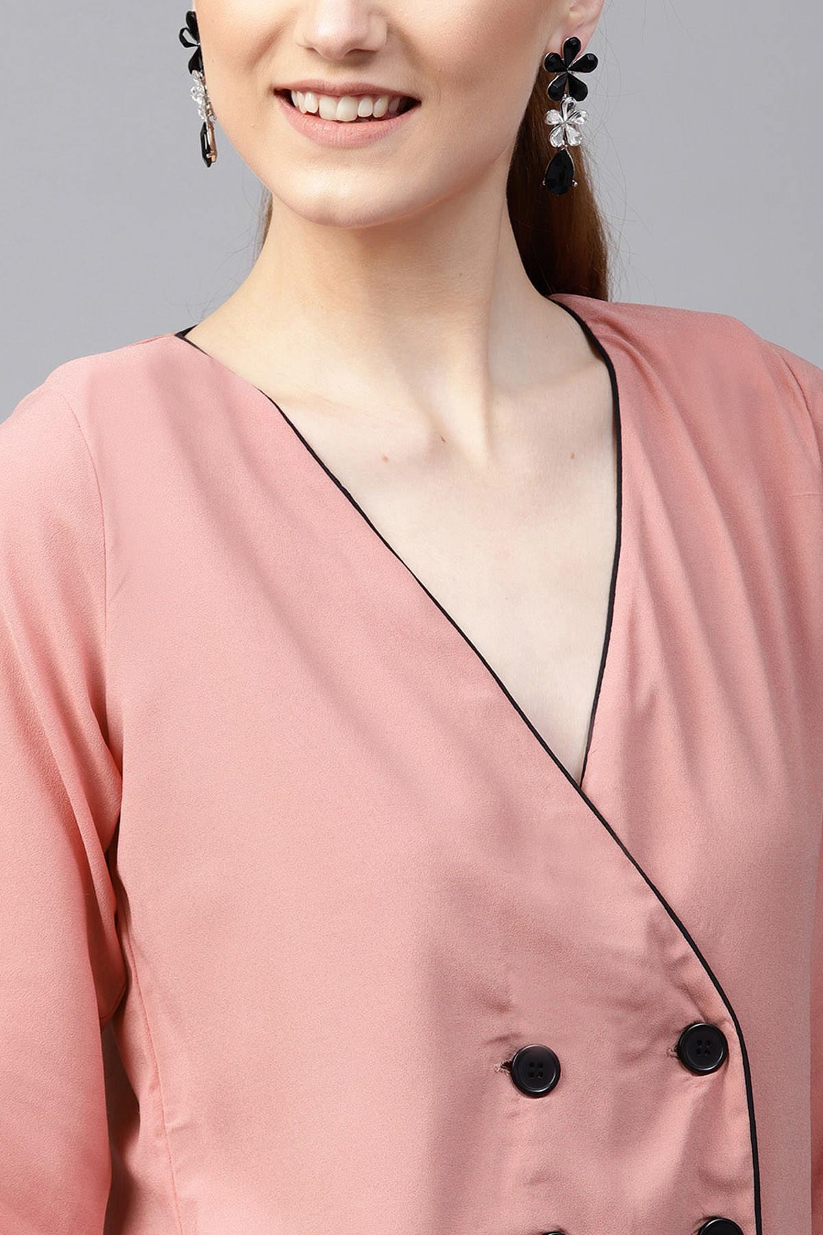 Women's Pink Wrap Dress - SASSAFRAS