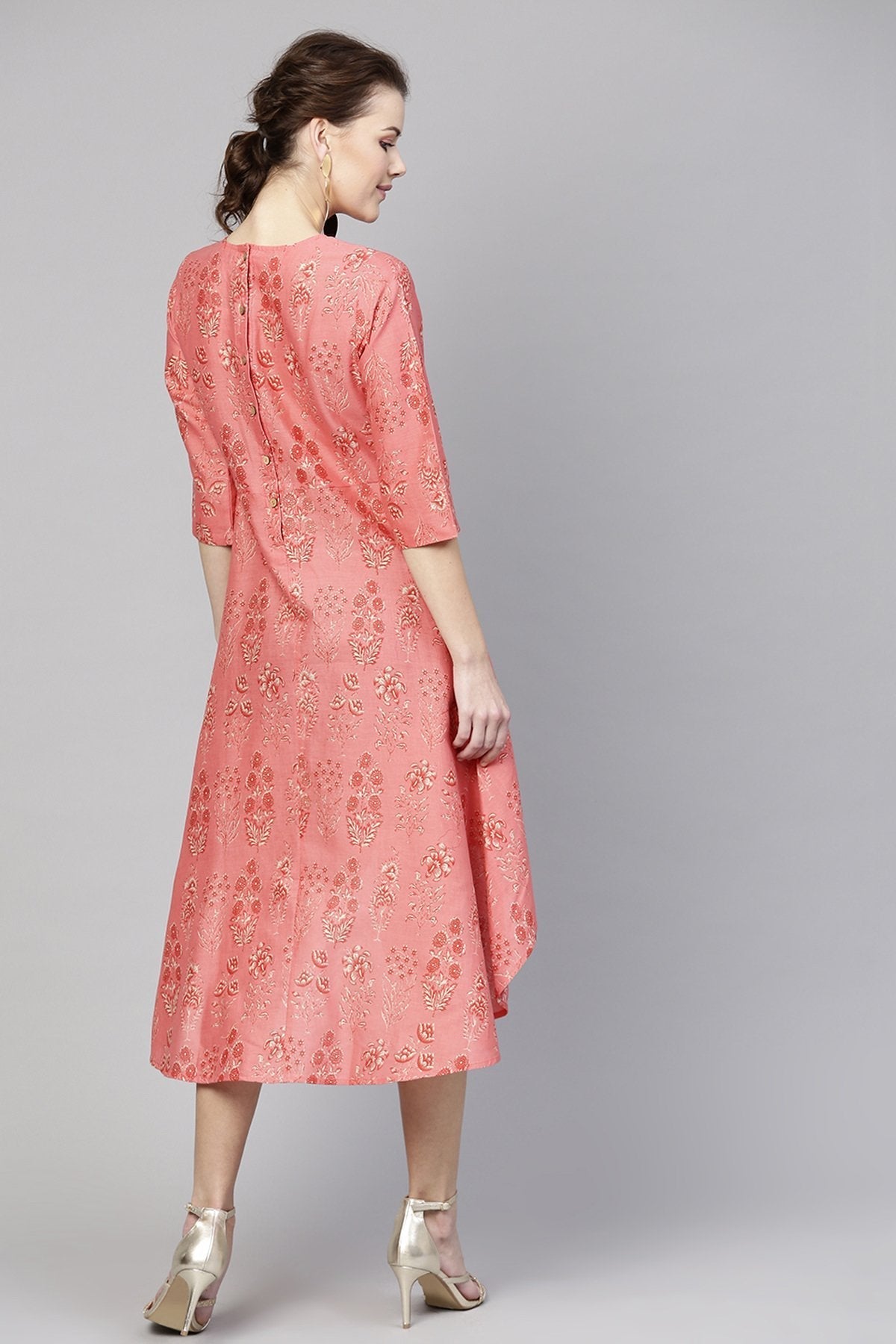 Women's Coral Floral High Low Dress - SASSAFRAS