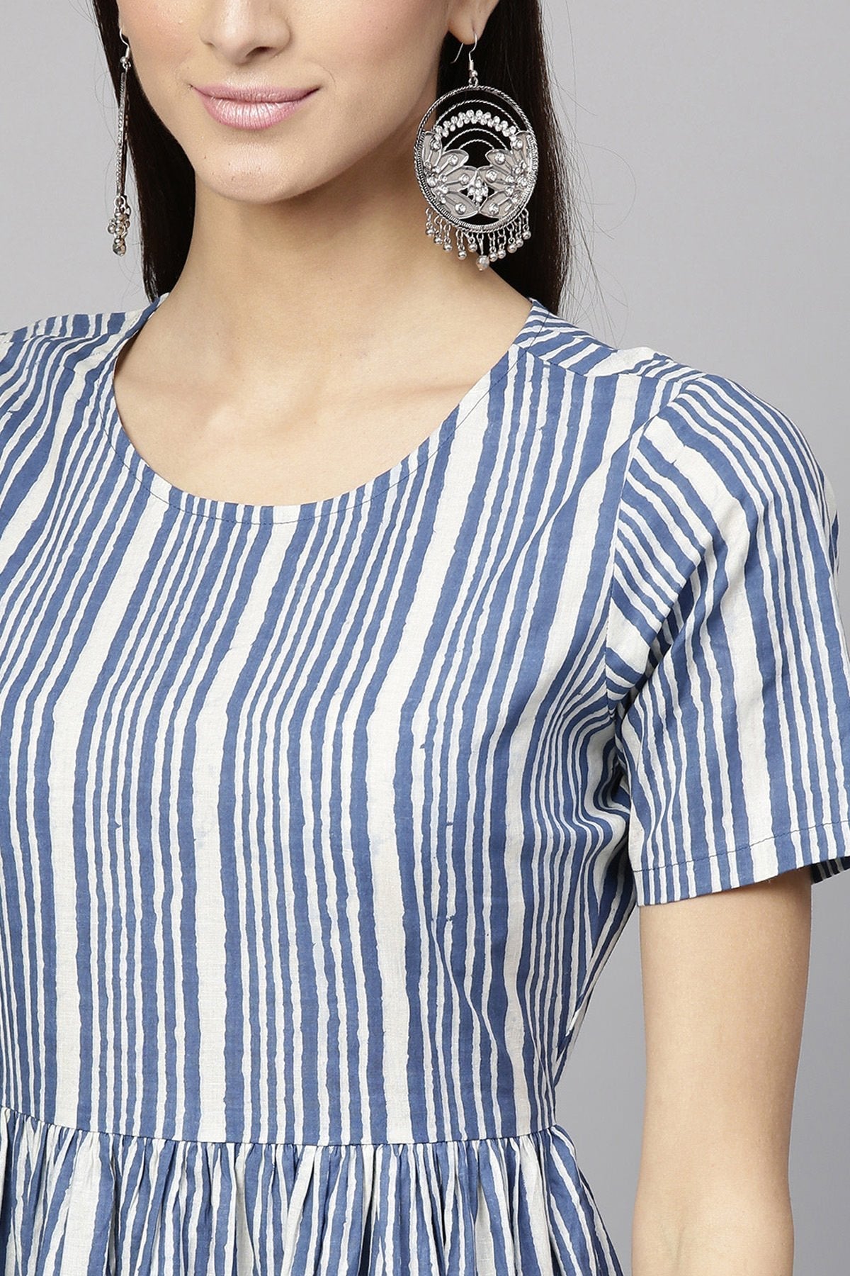 Women's Indigo Stripe Pocket Dress - SASSAFRAS