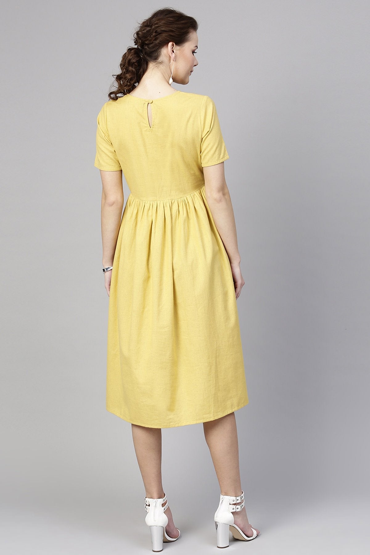 Women's Pale Yellow Pocket Dress - SASSAFRAS