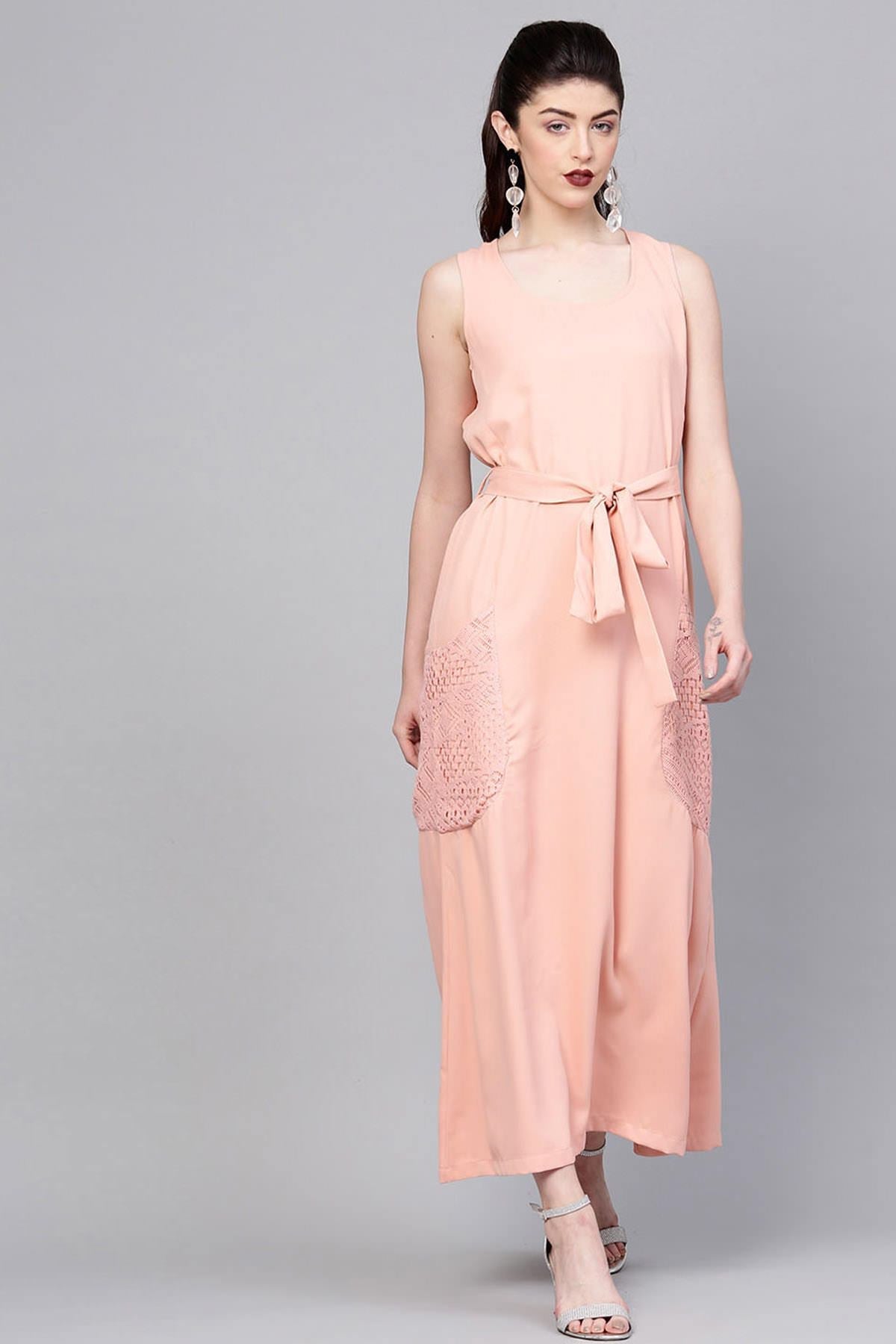 Women's Onion Pink Lace Pocket Maxi - SASSAFRAS