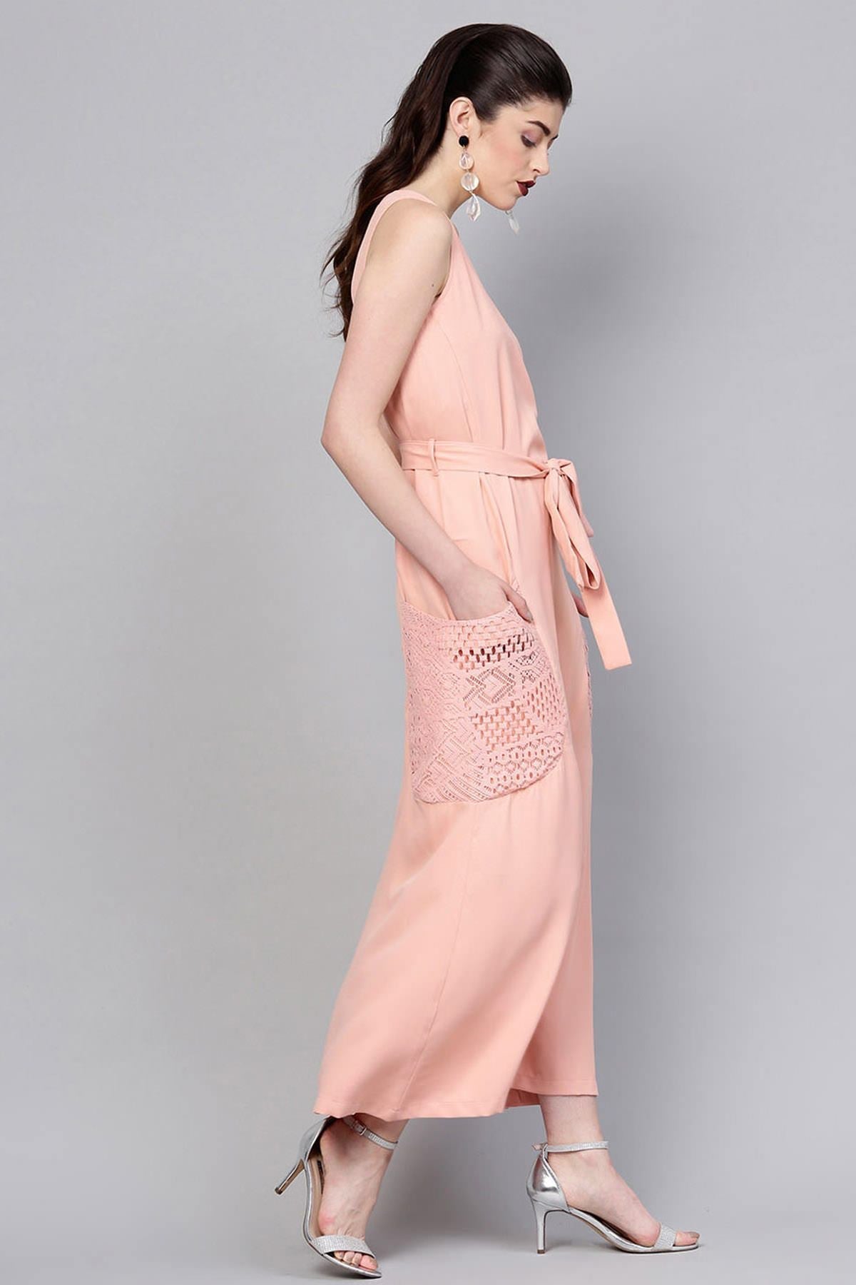 Women's Onion Pink Lace Pocket Maxi - SASSAFRAS