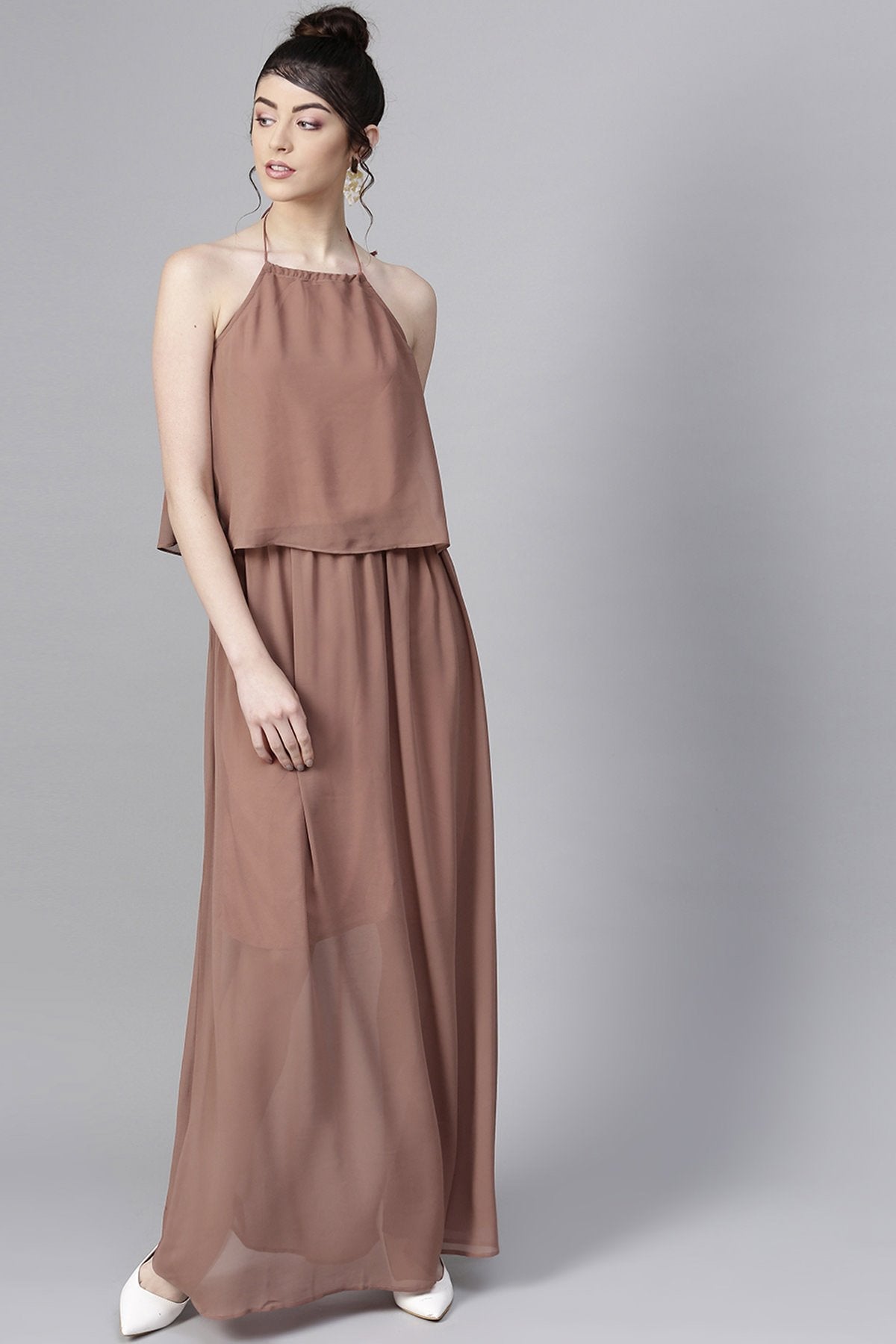 Women's Rosewood Halter Neck Layered Maxi - SASSAFRAS