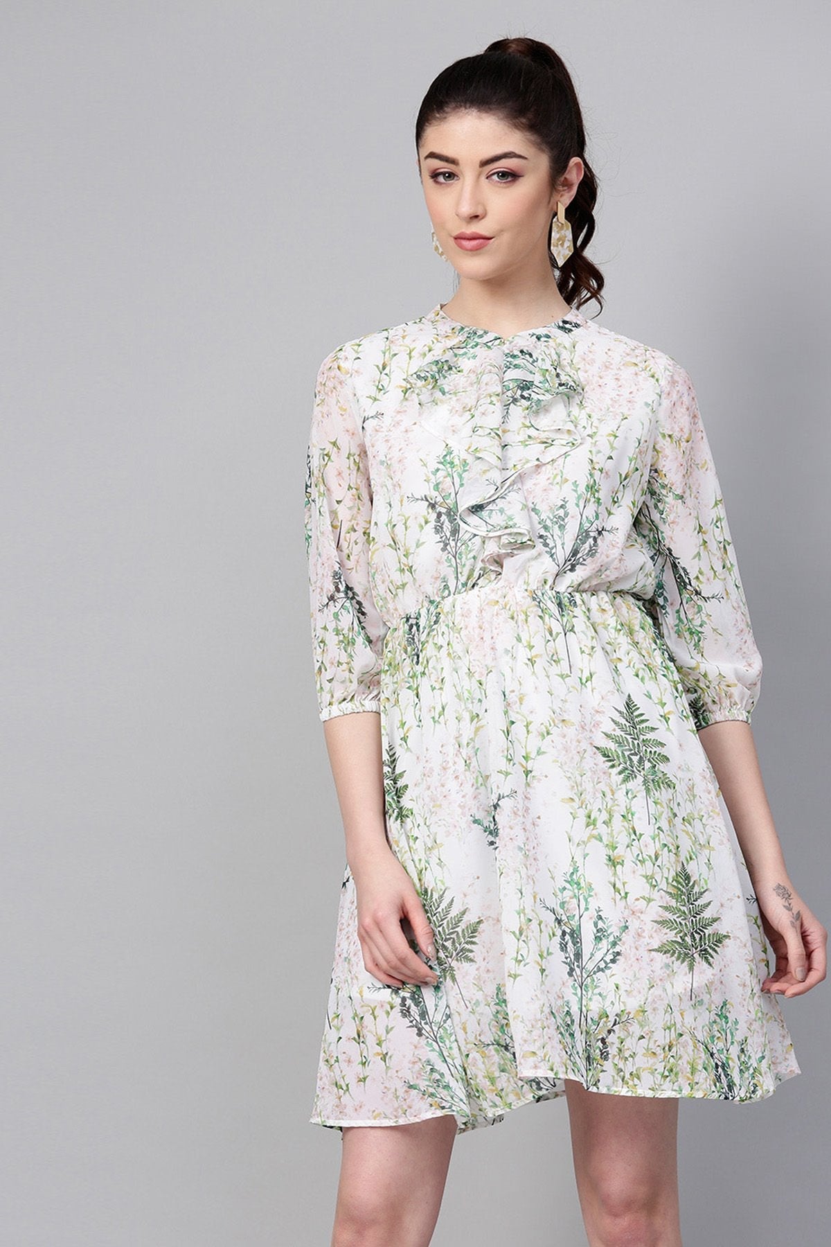 Women's Off-White Floral Skater Dress