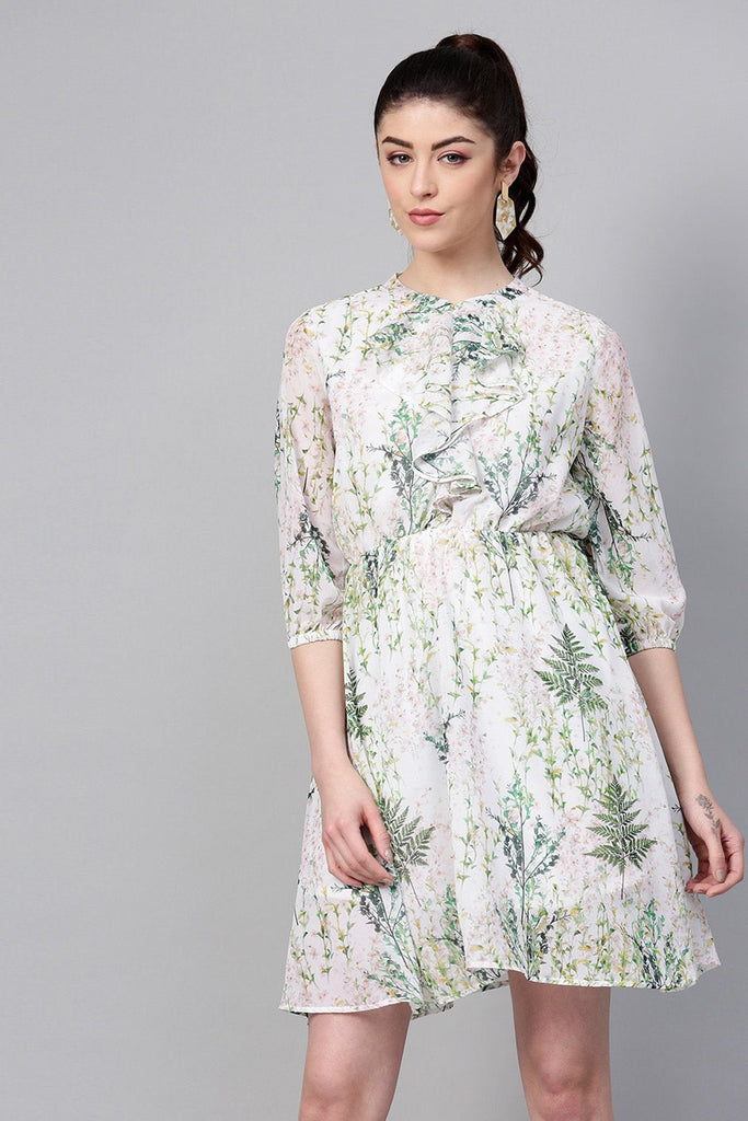 Women's Off-White Floral Skater Dress