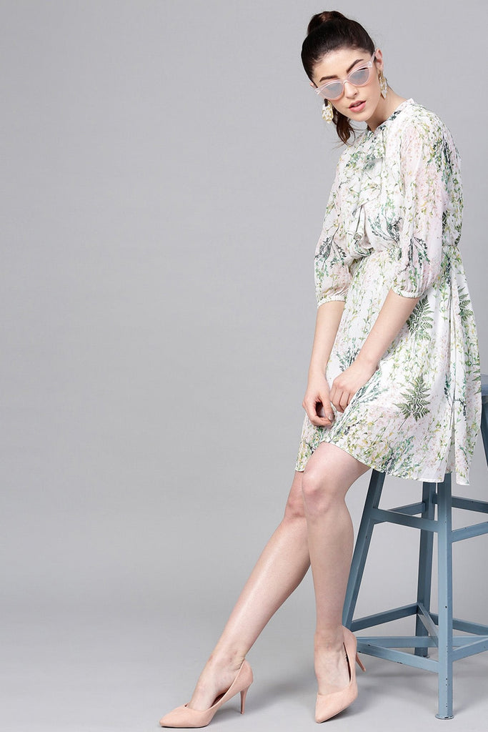 Women's Off-White Floral Skater Dress