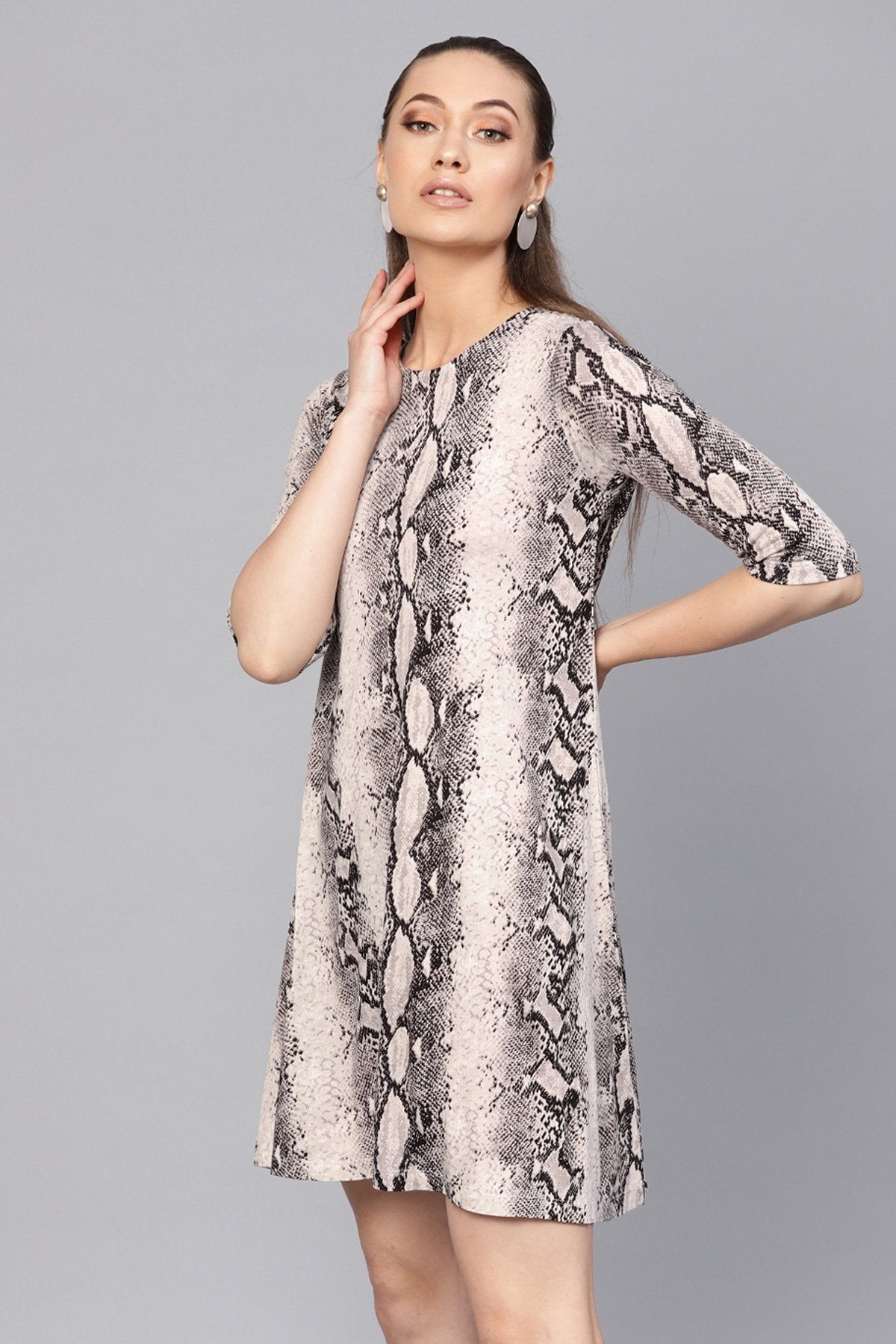 Women's Off White Python Tent Dress - SASSAFRAS