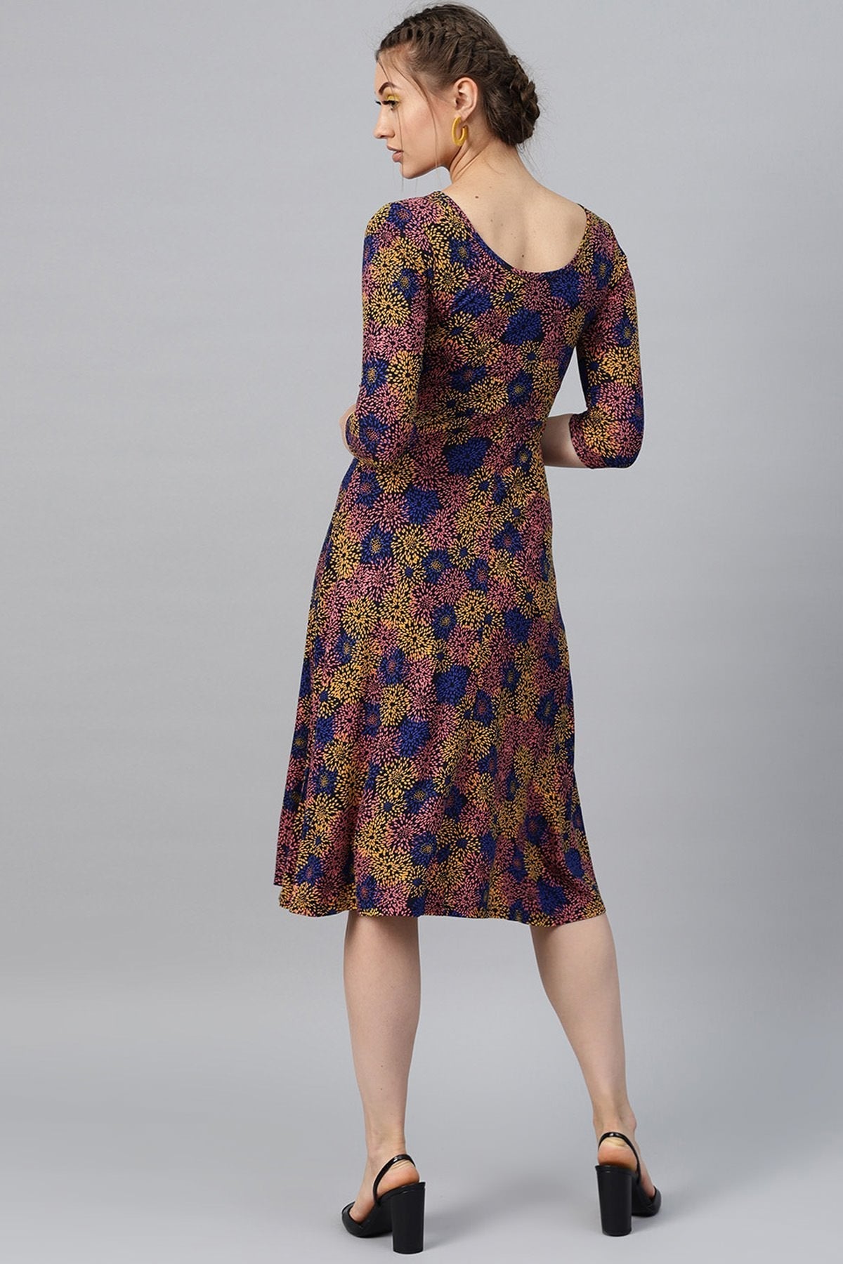 Women's Multi Floral Flared Midi - SASSAFRAS