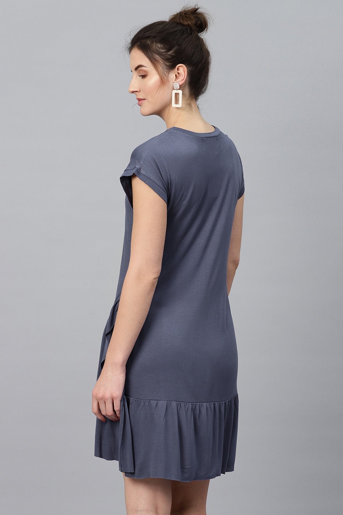 Women's Indigo Frill Hem Dress - SASSAFRAS