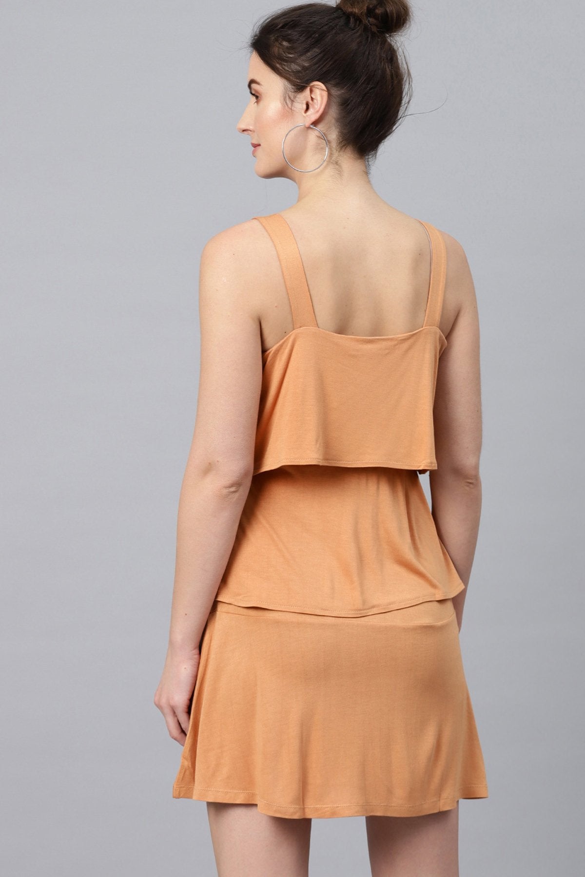 Women's Brown Strappy Tiered Dress - SASSAFRAS