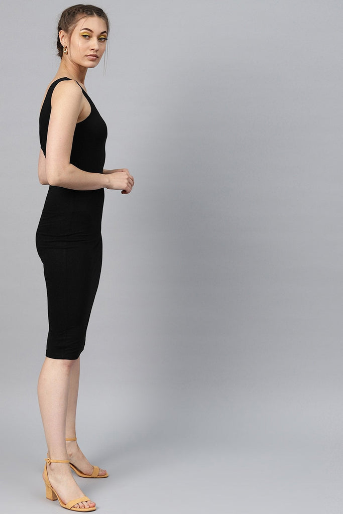 Women's Black Back Knot Cutout Dress