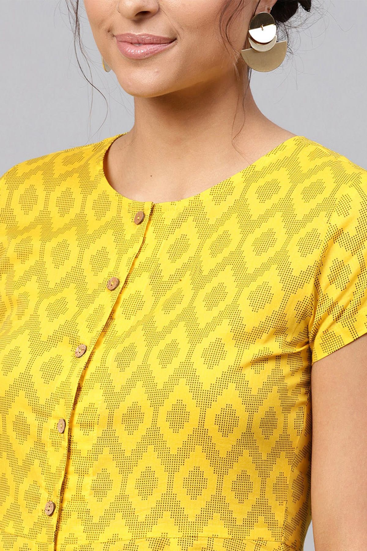 Women's Black & Yellow Ikat Midi - SASSAFRAS