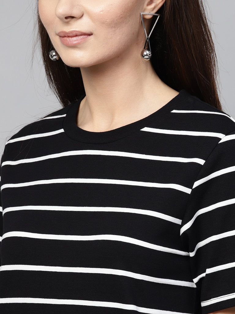 Women's Black White Stripe Shift Dress