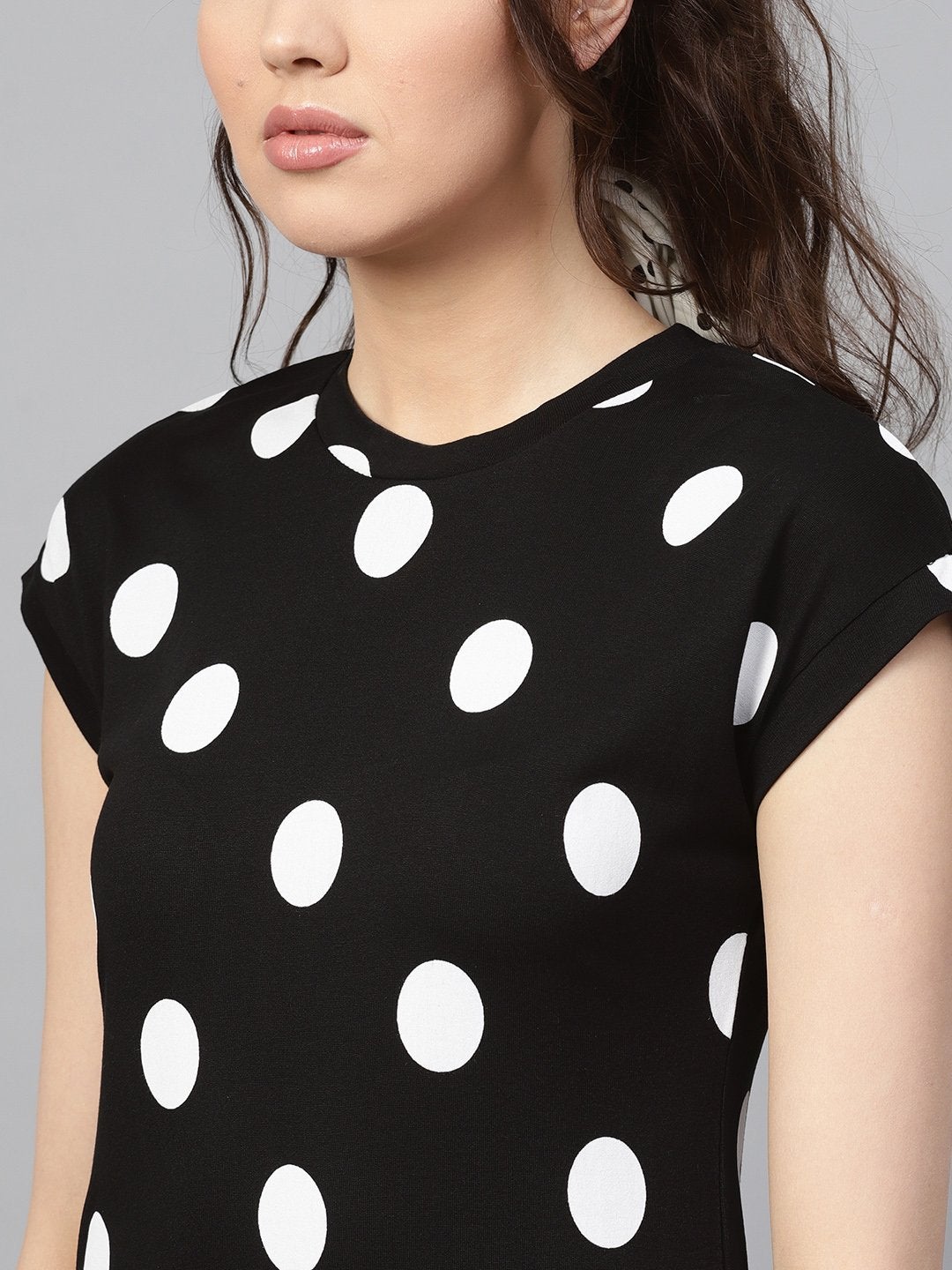 Women's Black & White Polka Frill Hem Dress - SASSAFRAS