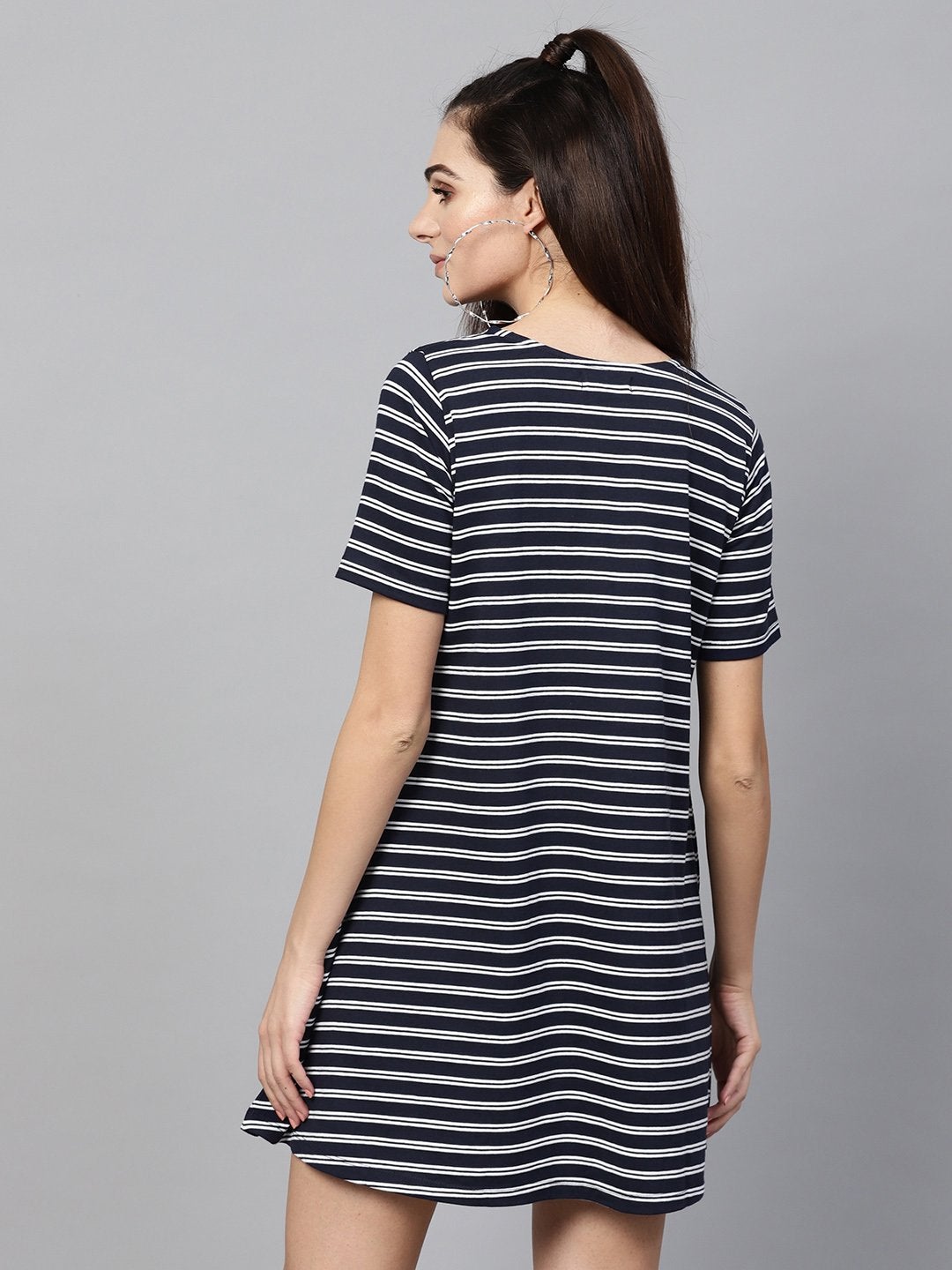 Women's Navy White Stripe Tent Dress - SASSAFRAS