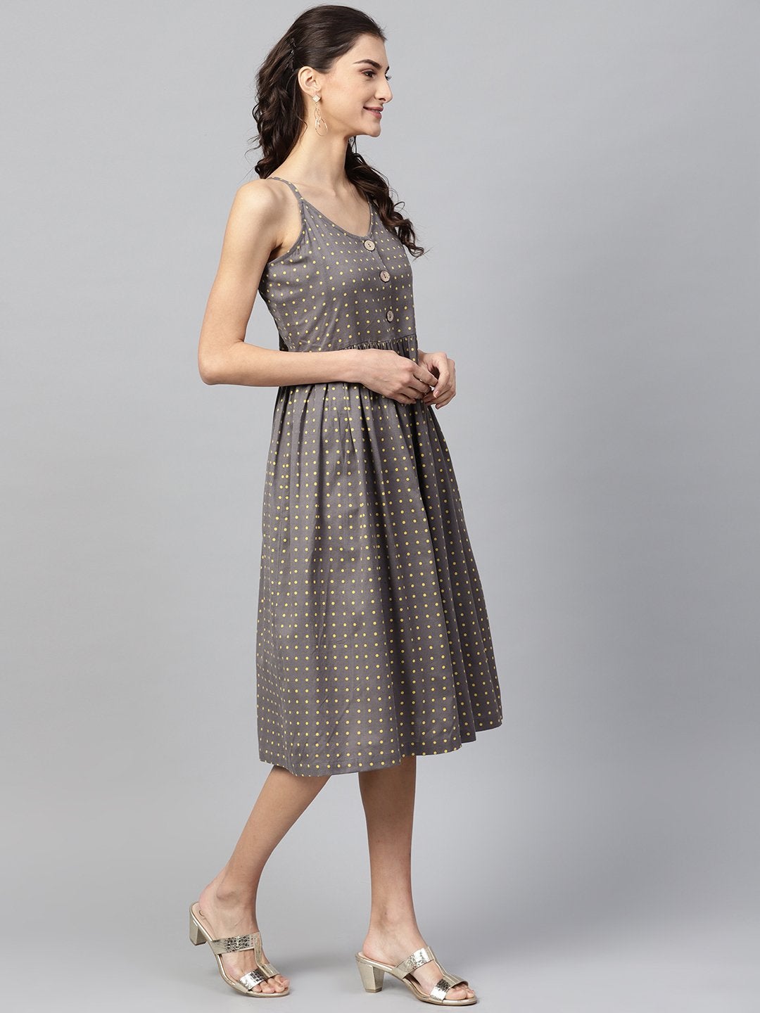 Women's Grey Strappy Dress - SASSAFRAS