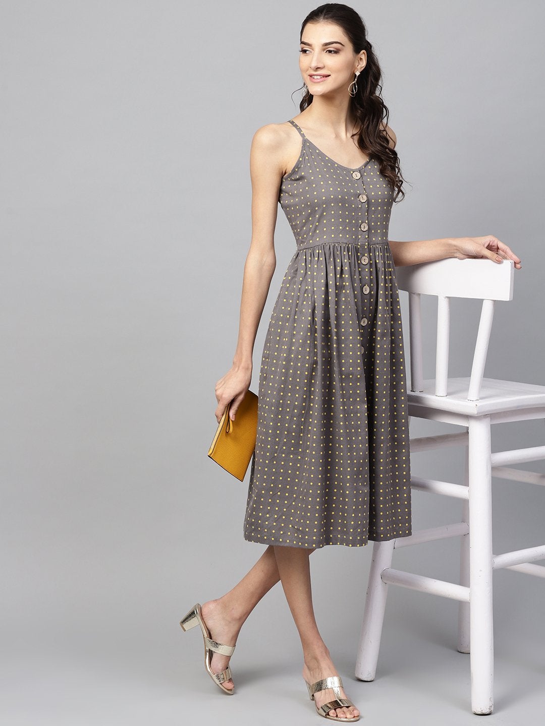 Women's Grey Strappy Dress - SASSAFRAS