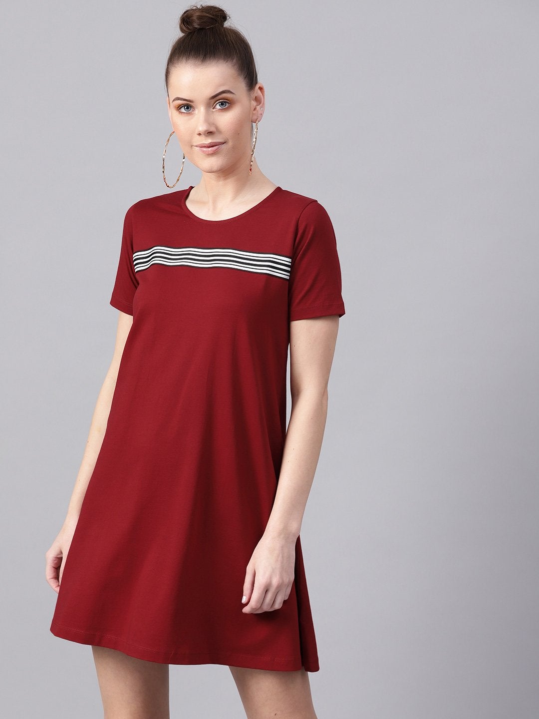 Women's Maroon Tent Athleisure Dress - SASSAFRAS