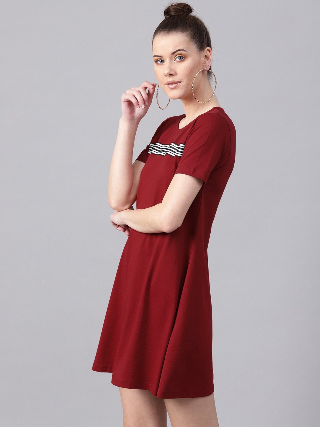 Women's Maroon Tent Athleisure Dress - SASSAFRAS