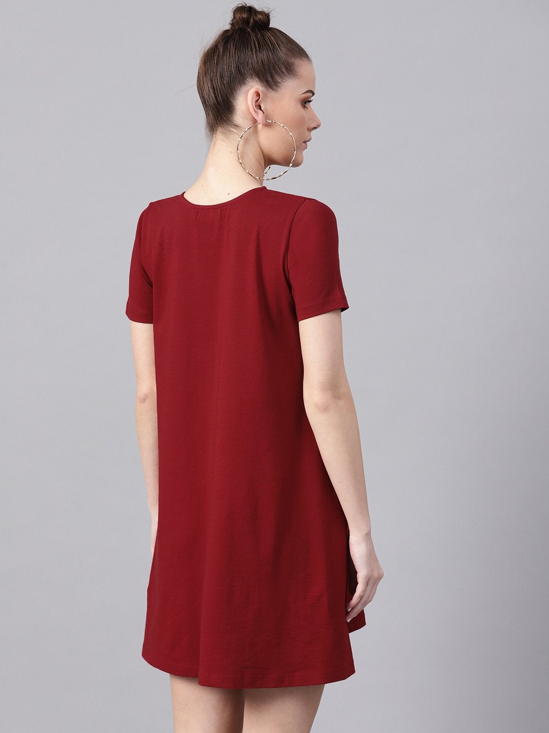 Women's Maroon Tent Athleisure Dress - SASSAFRAS