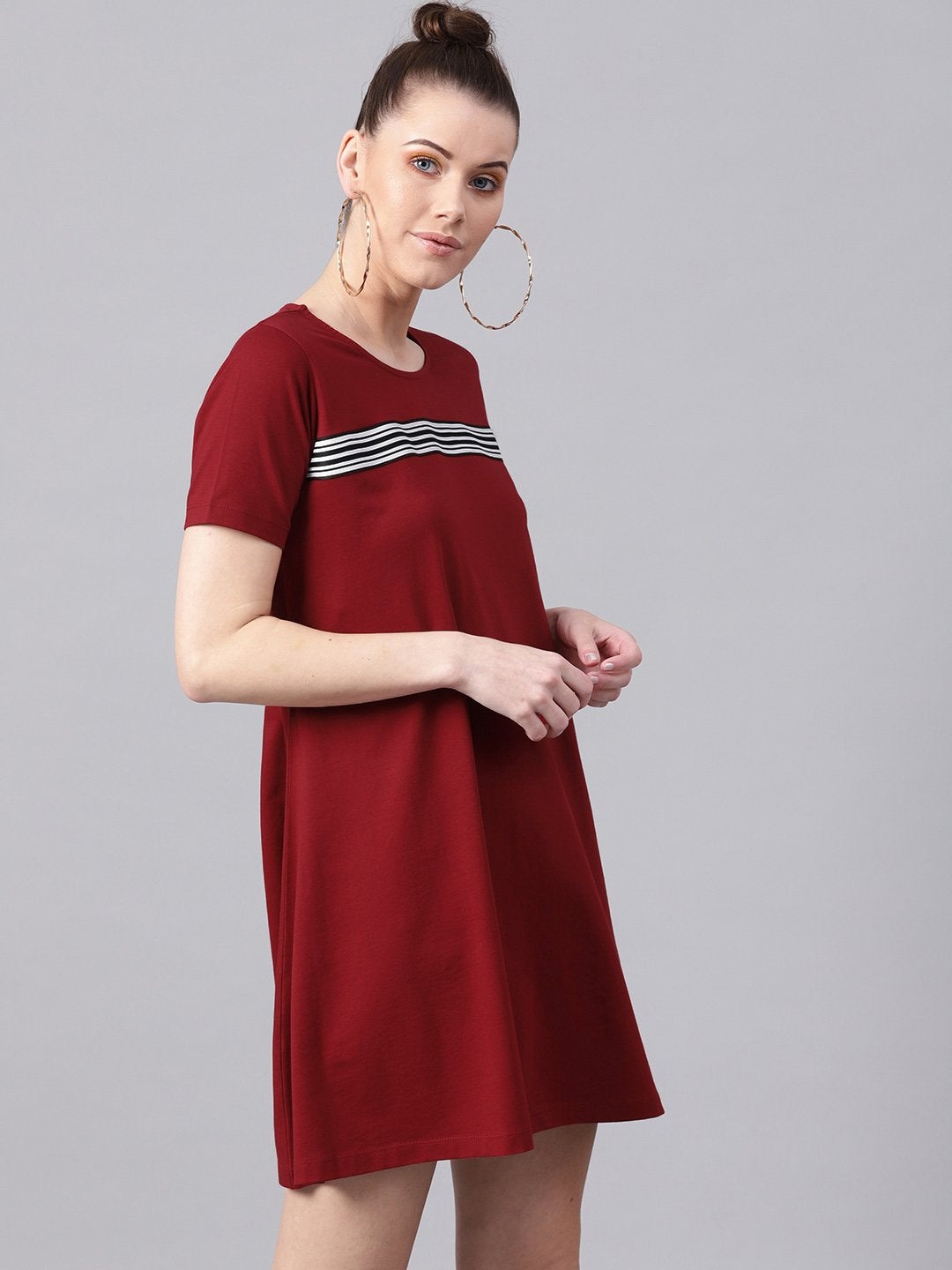 Women's Maroon Tent Athleisure Dress - SASSAFRAS