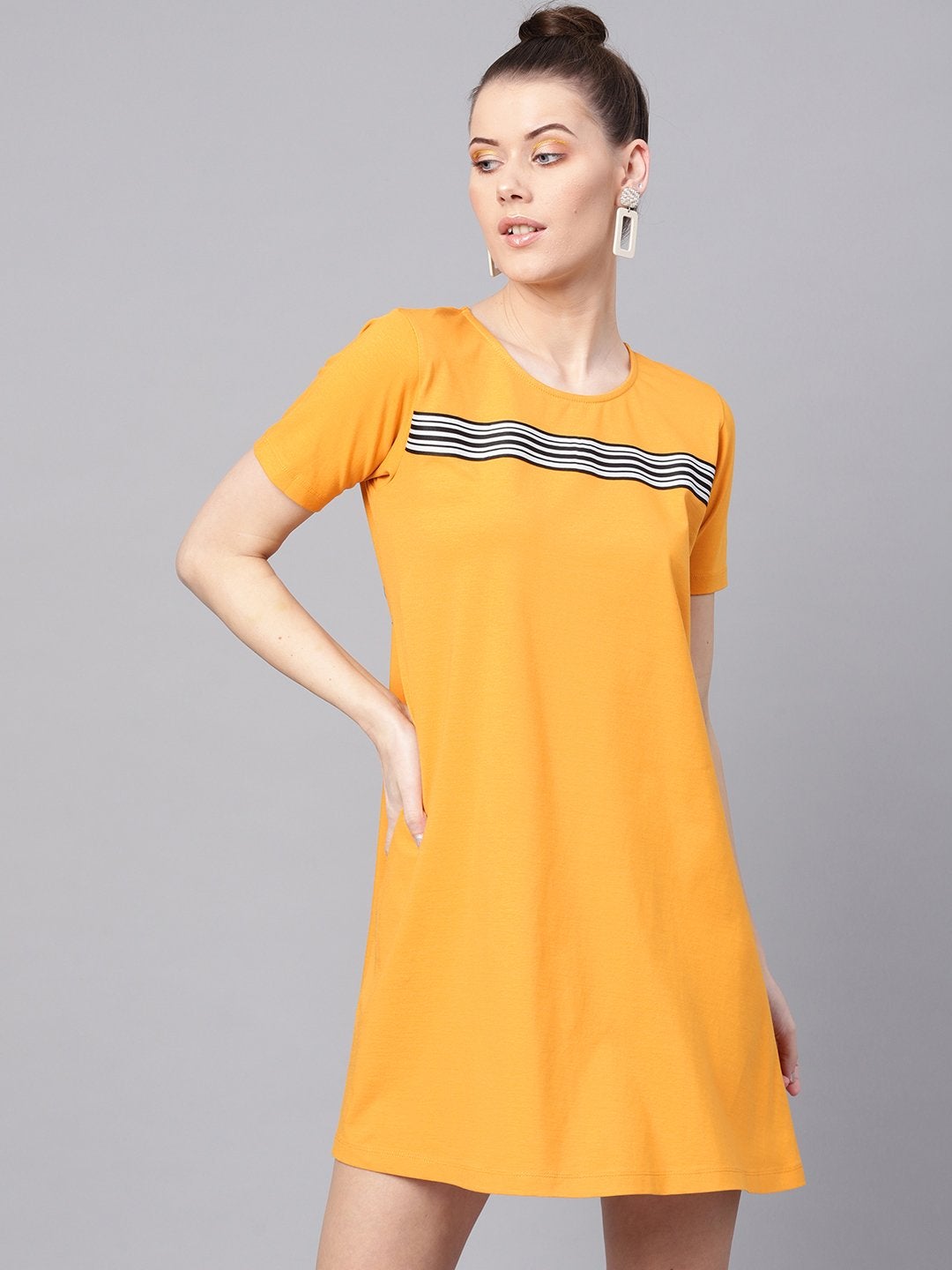 Women's Mustard Tent Athleisure Dress - SASSAFRAS