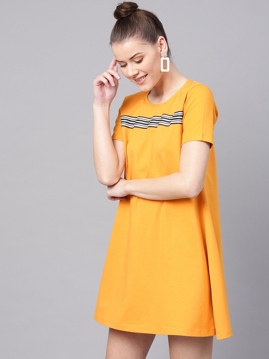 Women's Mustard Tent Athleisure Dress - SASSAFRAS